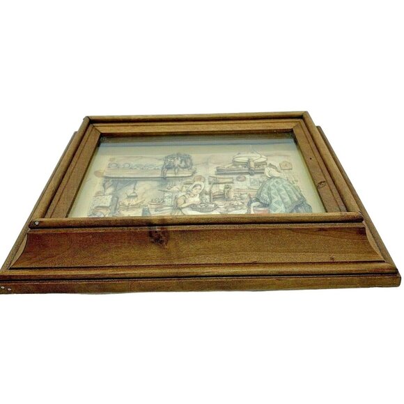 Vintage Anton Pieck 3D Shadowbox Diorama Two Women in a Kitchen Signed 8" X 10" - Picture 10 of 10
